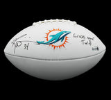 Ricky Williams Signed Miami Dolphins Embroidered White Football w- Grass over Tu