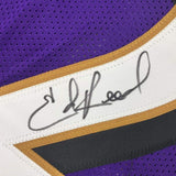 Autographed/Signed Ed Reed Baltimore Purple Football Jersey JSA COA