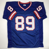 Autographed/Signed Mark Bavaro New York Blue Football Jersey JSA COA