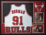 FRAMED CHICAGO BULLS DENNIS RODMAN AUTOGRAPHED SIGNED JERSEY JSA COA