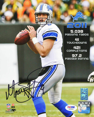 Matthew Stafford Signed Detroit Lions 2011 Season Stats 8x10 Photo (PSA/DNA COA)