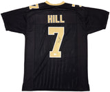 NEW ORLEANS SAINTS TAYSOM HILL AUTOGRAPHED BLACK & GOLD JERSEY BECKETT QR 229528