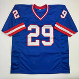 Autographed/Signed Tyrone Tracy Jr. New York Blue Football Jersey Beckett COA #2