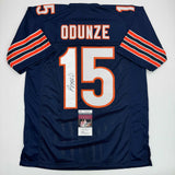 Autographed/Signed Rome Odunze Chicago Blue Football Jersey JSA COA