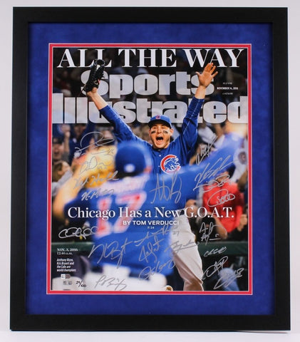 CHICAGO CUBS Team Signed World Series Framed SI 16x20 Photograph FANATICS LE 100