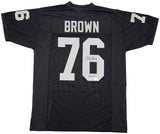 OAKLAND RAIDERS BOB BROWN AUTOGRAPHED BLACK JERSEY "HOF 04" BECKETT QR 229533