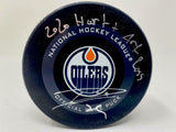 LEON DRAISAITL Autographed "2020 HART & Art Ross" Official Game Puck FANATICS