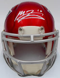 Mac Jones Autographed Patriots Flash Red Mini Helmet (Damaged) Beckett WS86329