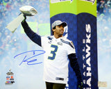 RUSSELL WILSON AUTOGRAPHED 16X20 PHOTO SEAHAWKS SUPER BOWL TROPHY RW HOLO 95144