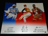 NOLAN RYAN HAKEEM OLAJUWON EARL CAMPBELL SIGNED HOUSTON LEGENDS 16x20 PHOTO JSA