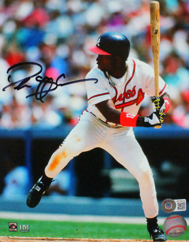 Deion Sanders Autographed Atlanta Braves 8x10 Batting HM Photo- BA W Holo *Blk