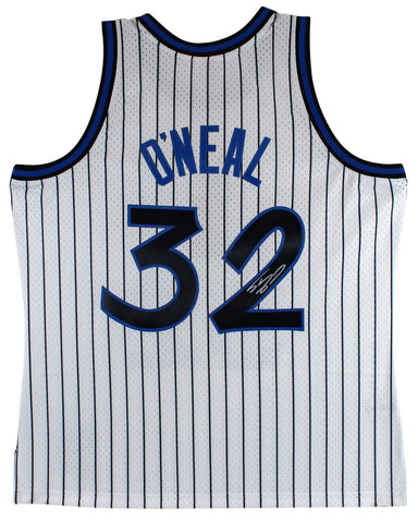 Magic Shaquille O'Neal Signed White M&N 1993-94 HWC Swingman Jersey BAS Witness