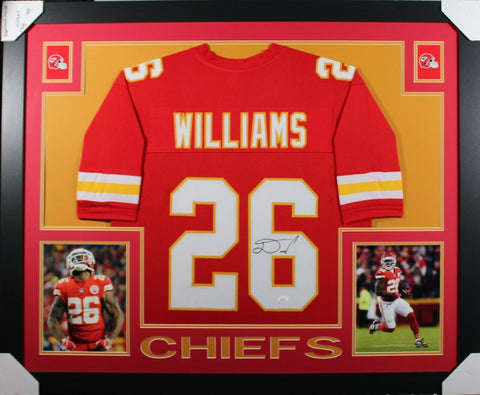 DAMIEN WILLIAMS (Chiefs red SKYLINE) Signed Autographed Framed Jersey JSA