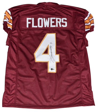 ZAY FLOWERS SIGNED BOSTON COLLEGE EAGLES #4 GAME CUT JERSEY BECKETT