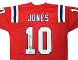 NEW ENGLAND PATRIOTS MAC JONES AUTOGRAPHED RED JERSEY BECKETT BAS WITNESS 214798