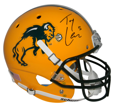 TREY LANCE SIGNED NORTH DAKOTA STATE BISON YELLOW FULL SIZE HELMET BECKETT