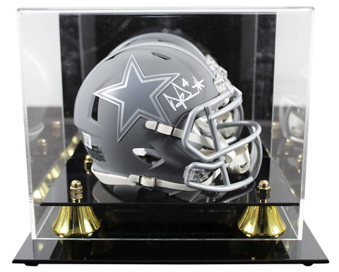 Cowboys Dak Prescott Signed Slate Speed Mini Helmet W/ Case BAS Witnessed