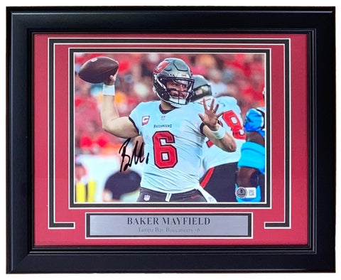 Baker Mayfield Signed Framed 8x10 Tampa Bay Buccaneers White Jersey Photo BAS