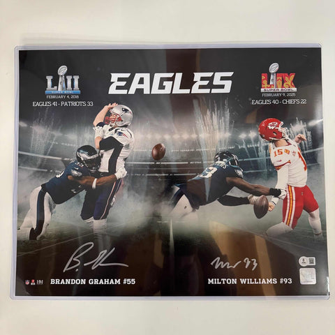 Autographed/Signed Brandon Graham & Milton Williams Eagles 16x20 Photo BAS COA