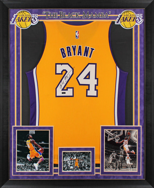 Lakers Kobe Bryant Authentic Signed Yellow Framed Jersey Panini