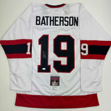 Autographed/Signed Drake Batherson Ottawa White Hockey Jersey JSA COA