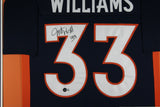 JAVONTE WILLIAMS (Broncos blue TOWER) Signed Autograph Framed Jersey Beckett