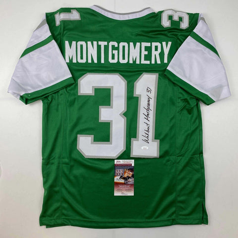 Autographed/Signed Wilbert Montgomery Philadelphia Green Football Jersey JSA COA