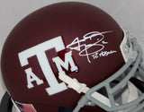 Johnny Manziel Heisman Signed Texas A&M Maroon Schutt Mini Helmet- JSA W Auth *W