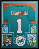 FRAMED MIAMI DOLPHINS TUA TAGOVAILOA AUTOGRAPHED SIGNED JERSEY BECKETT COA