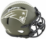 Patriots Christian Gonzalez Signed Salute To Service Speed Mini Helmet BAS Wit