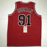 Autographed/Signed DENNIS RODMAN Chicago Red Basketball Jersey JSA COA Auto