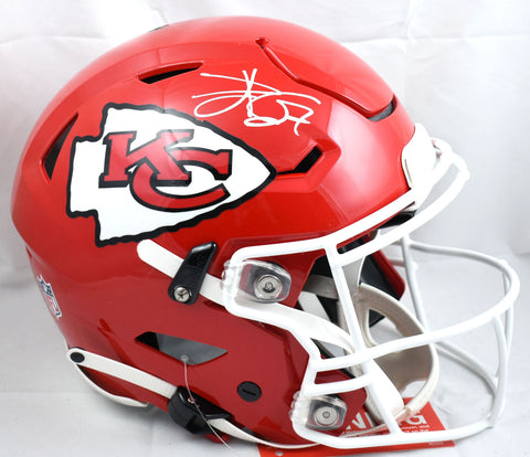 Travis Kelce Autographed Chiefs F/S Speed Flex Helmet- Beckett W Hologram *White