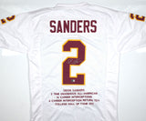 Deion Sanders Autographed White College Style STAT Jersey - Beckett W Hologram