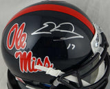 Evan Engram Autographed Ole Miss Navy Schutt Mini Helmet- JSA W Auth *Silver