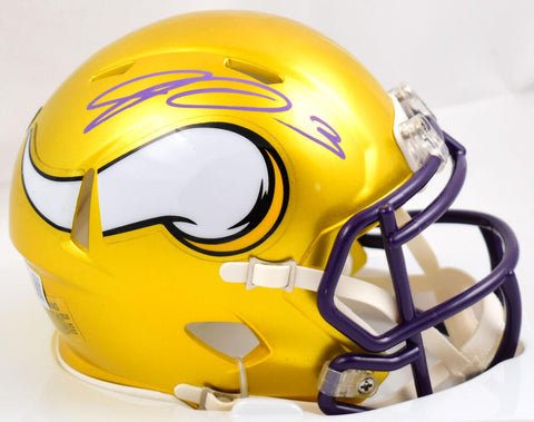 Jordan Addison Autographed Vikings Flash Speed Mini Helmet- Beckett W Hologram