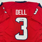 Autographed/Signed Tank Dell Houston Red Football Jersey Beckett BAS COA