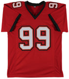 Warren Sapp "HOF 13" Authentic Signed Red Pro Style Jersey BAS Witness #WD71204