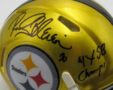 Rocky Bleier HOF Signed/Inscribed Flash Mini Helmet Steelers Becket 191563