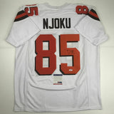 Autographed/Signed DAVID NJOKU Cleveland White Football Jersey PSA/DNA COA Auto