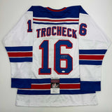 Autographed/Signed Vincent Trocheck New York White Hockey Jersey JSA COA