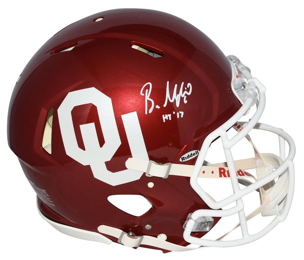 BAKER MAYFIELD SIGNED OKLAHOMA SOONERS AUTHENTIC SPEED HELMET BECKETT W/ HT 17