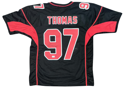 CAMERON THOMAS AUTOGRAPHED SIGNED ARIZONA CARDINALS #97 BLACK JERSEY BECKETT