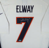 BRONCOS JOHN ELWAY AUTOGRAPHED SIGNED FRAMED NIKE TWILL JERSEY L BECKETT 123657