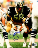 JACK LAMBERT AUTOGRAPHED 8X10 PHOTO PITTSBURGH STEELERS BECKETT BAS QR 230689