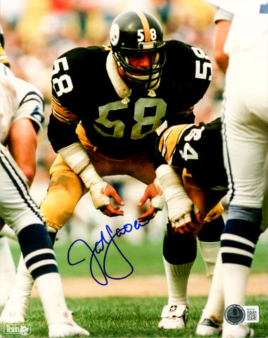 JACK LAMBERT AUTOGRAPHED 8X10 PHOTO PITTSBURGH STEELERS BECKETT BAS QR 230689