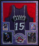 FRAMED IN SUEDE TORONTO RAPTORS VINCE CARTER AUTOGRAPHED JERSEY PSA COA