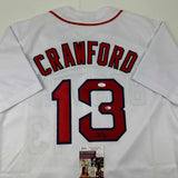 Autographed/Signed Carl Crawford Boston White Baseball Jersey JSA COA