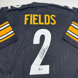 Autographed/Signed Justin Fields Pittsburgh Black Football Jersey Beckett COA