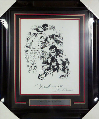 Muhammad Ali, Joe Frazier & LeRoy Neiman Autographed Framed Litho Beckett A74189