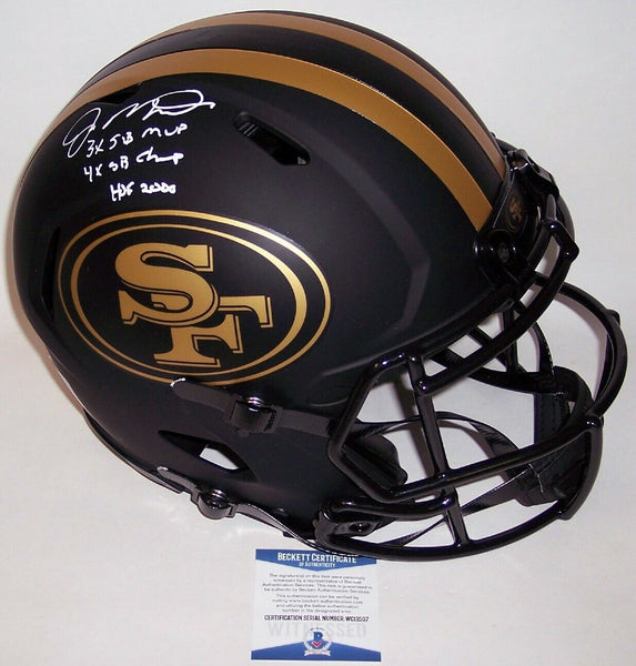 JOE MONTANA HAND SIGNED 49ERS ECLIPSE SPEED FULL SIZE AUTHENTIC PRO HELMET BAS